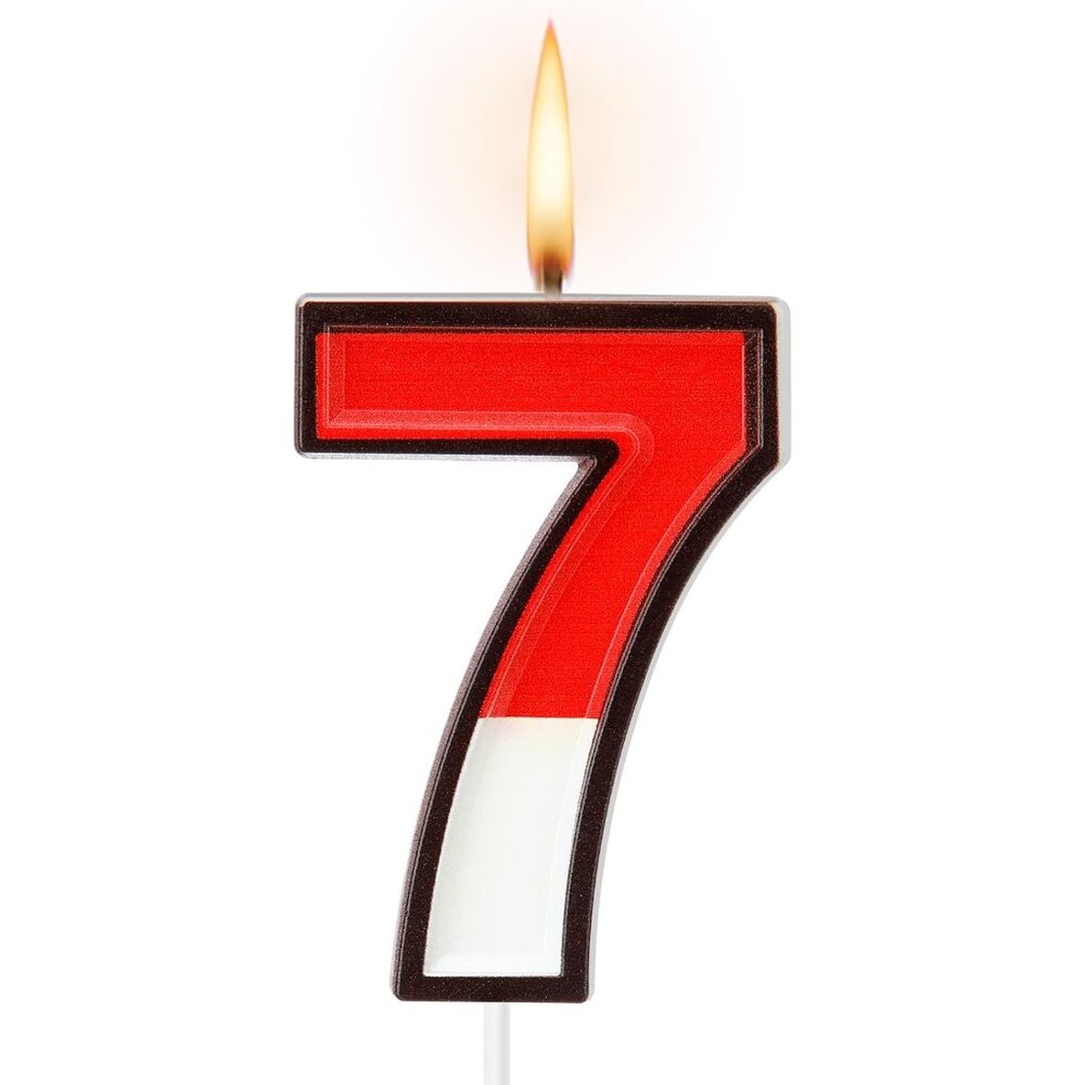 Cartoon Red and White Birthday Cake Candle Numeral Birthday Cake Topper for Anim
